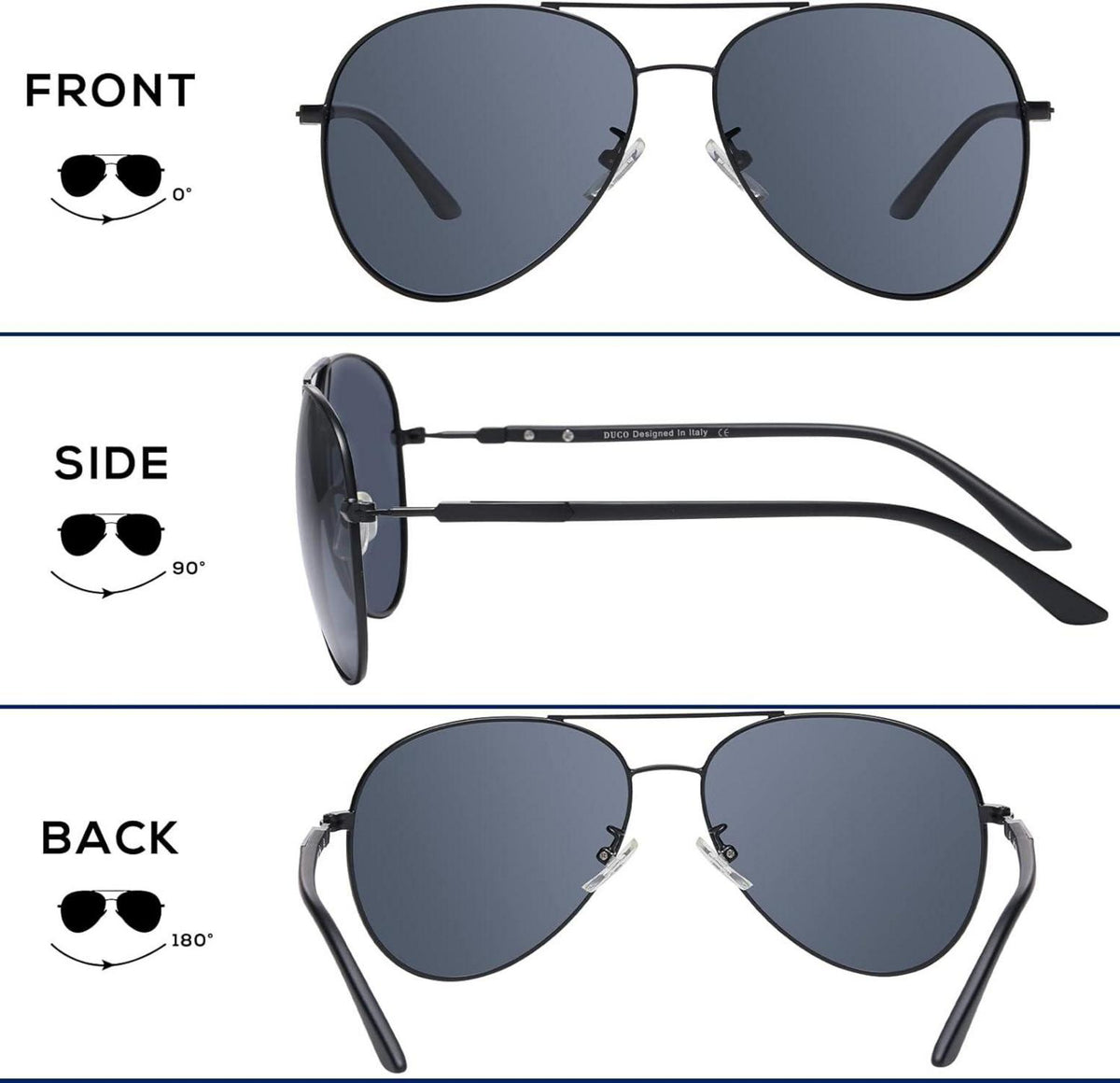 Polarisierte Flieger-Sonnenbrille für Herren und Damen UV400