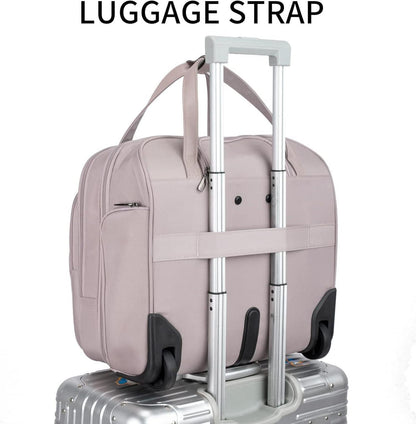 Rollende Laptoptasche mit Rädern 15,6 Zoll, RFID, Wasserabweisend, Rosa