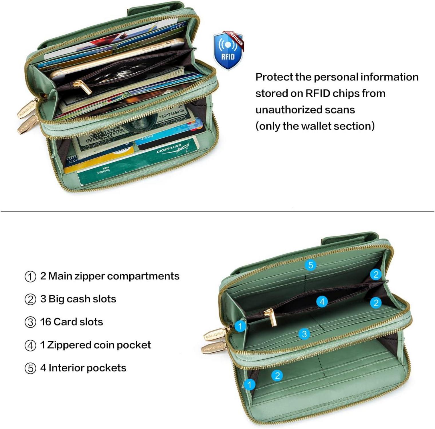Handytasche Damen Umhängetasche 3 in 1 RFID Schultertasche