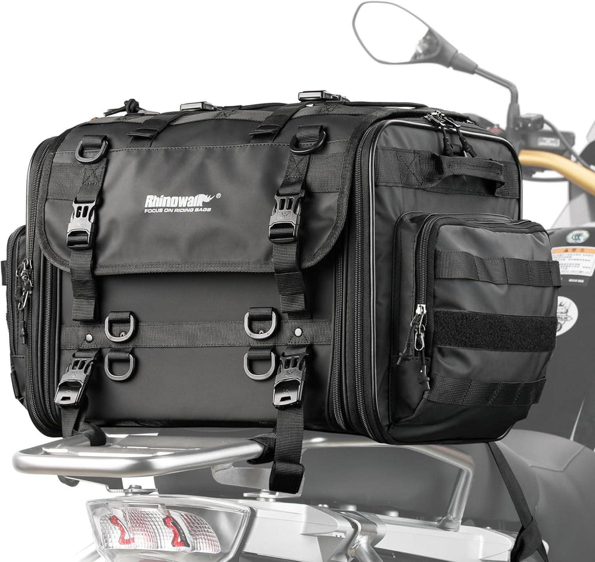 Motorrad Sitztasche Wasserdicht 40-60L Schwarz Erweiterbar
