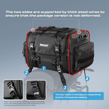 Rhinowalk Motorrad Sitztaschen 40-60L Wasserdicht Schwarz