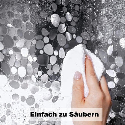 Duschvorhang 180x220 cm Transparent mit Kieselsteine