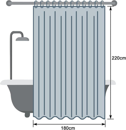 Duschvorhang 180x220 cm Transparent mit Kieselsteine