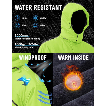 Herren Winterjacke wasserdicht winddicht mit Fleece Neongrün XL