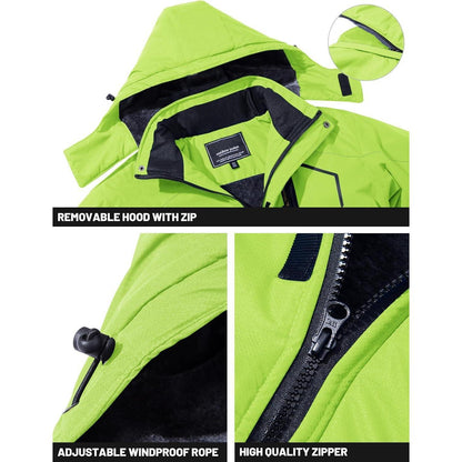Herren Winterjacke wasserdicht & winddicht mit Fleece-Futter Neongrün