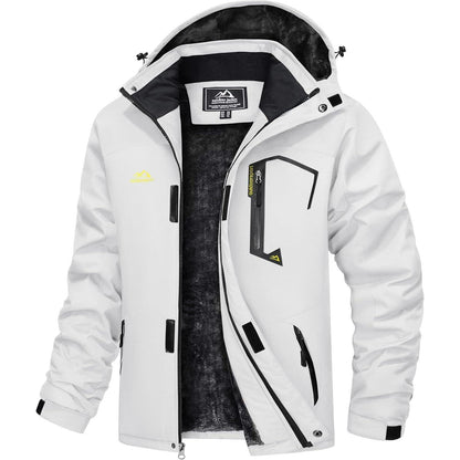 Herren Winterjacke wasserdicht warm gefüttert mit Kapuze 3XL Weiß