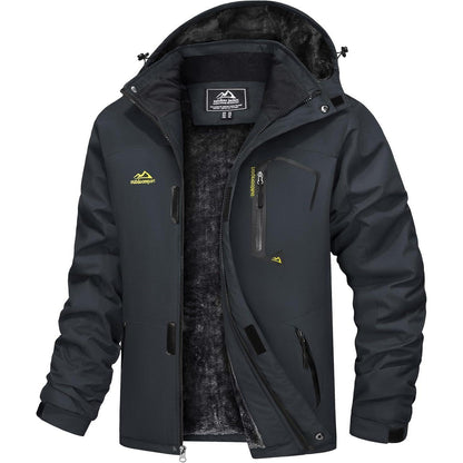 Herren Winterjacke wasserdicht warm gefüttert mit Kapuze Kohlengrau XXL
