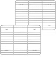 Edelstahl Abkühlgitter 2er-Set Rechteckig Kuchengitter 29,5x23x1,5cm