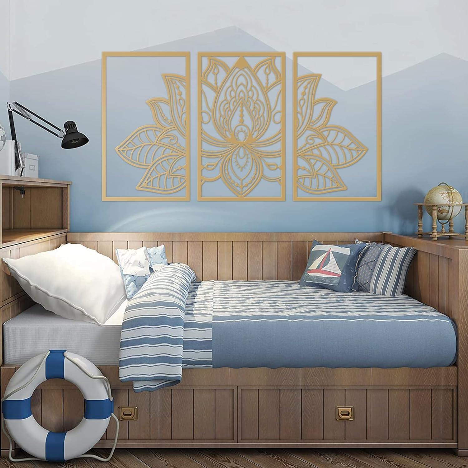 Lotus Blume Metall Wanddeko 3-teilig Heimwanddekoration Sofa Zimmer Yoga