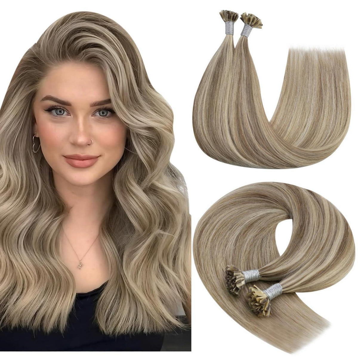 Echthaar Bondings Braun Blond 50cm – Haarverlängerung