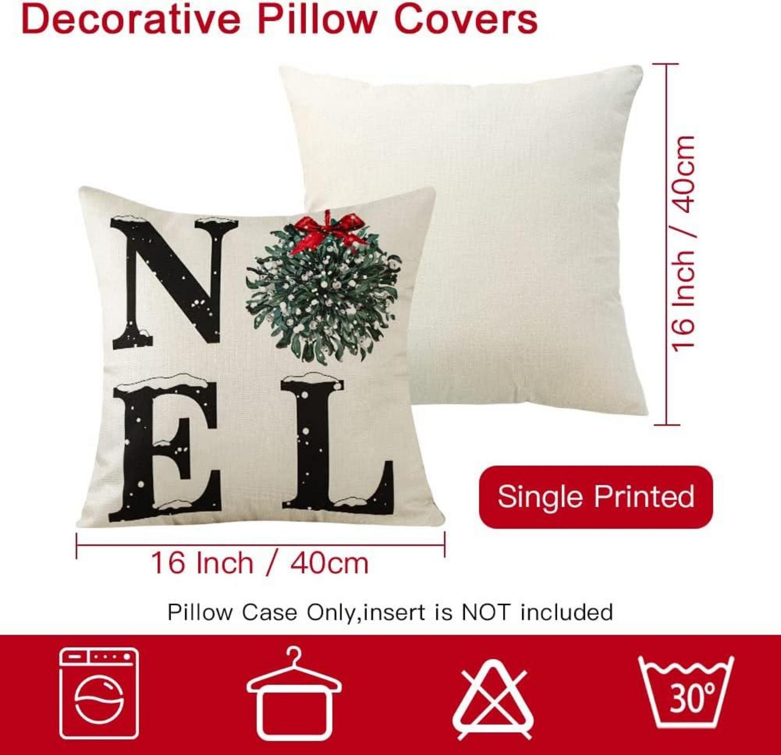 Weihnachten Kissenbezug Set Leinen Deko Zierkissen 40x40 cm Sofa Wohnzimmer