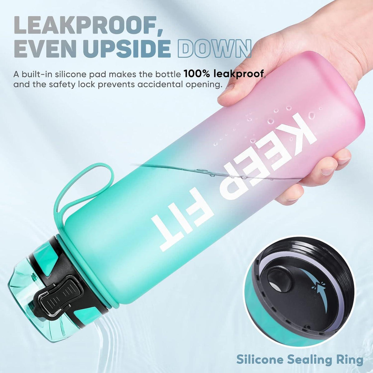 Trinkflasche 1L BPA-frei Sport Wasserflasche mit Gummi Grip