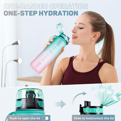 Trinkflasche 1L Sport Wasserflasche BPA Frei Gummi Grip Outdoor Grün Lila