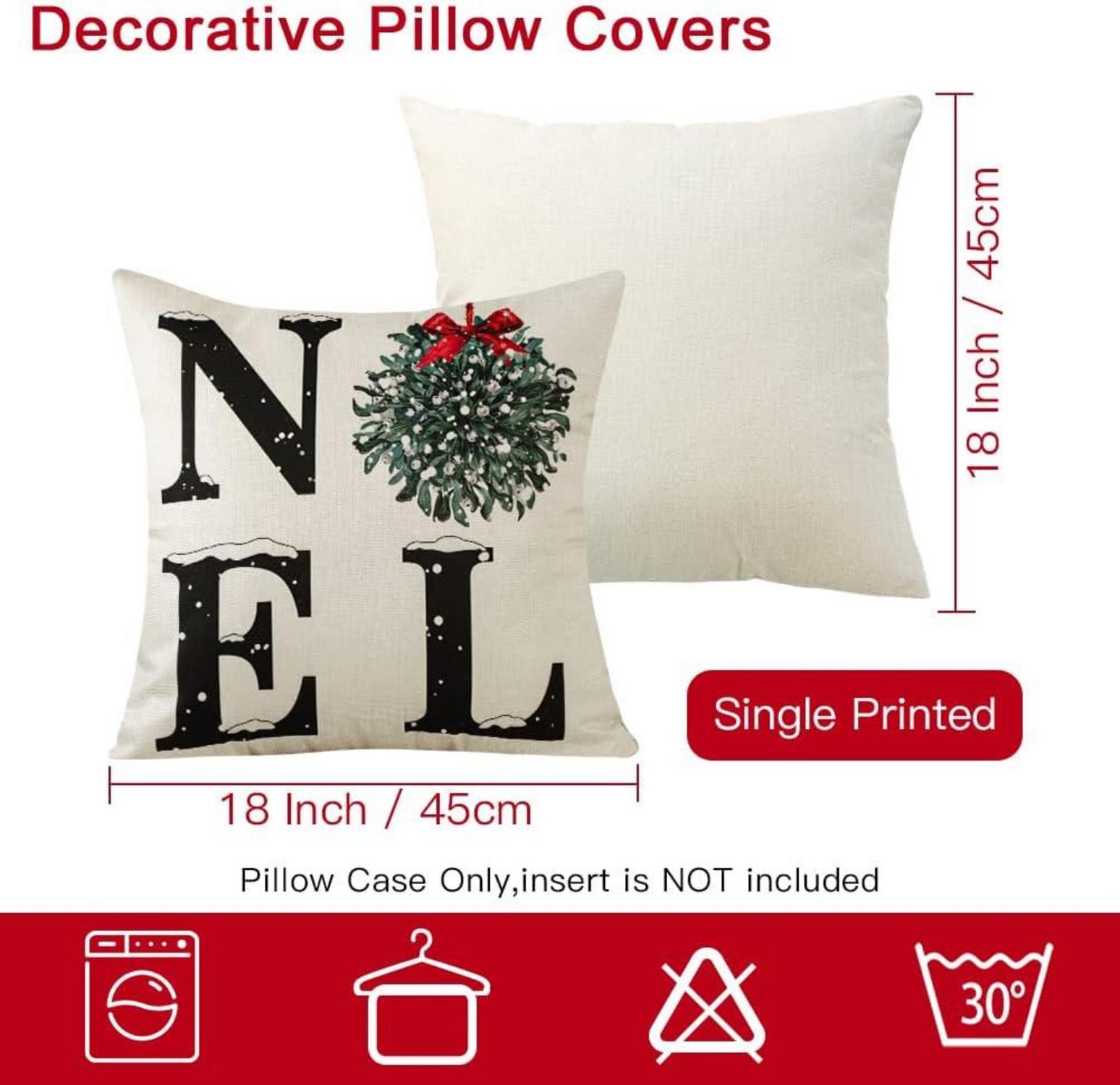 4er Set Weihnachten Kissenbezüge Leinen Deko Sofa 45x45 cm