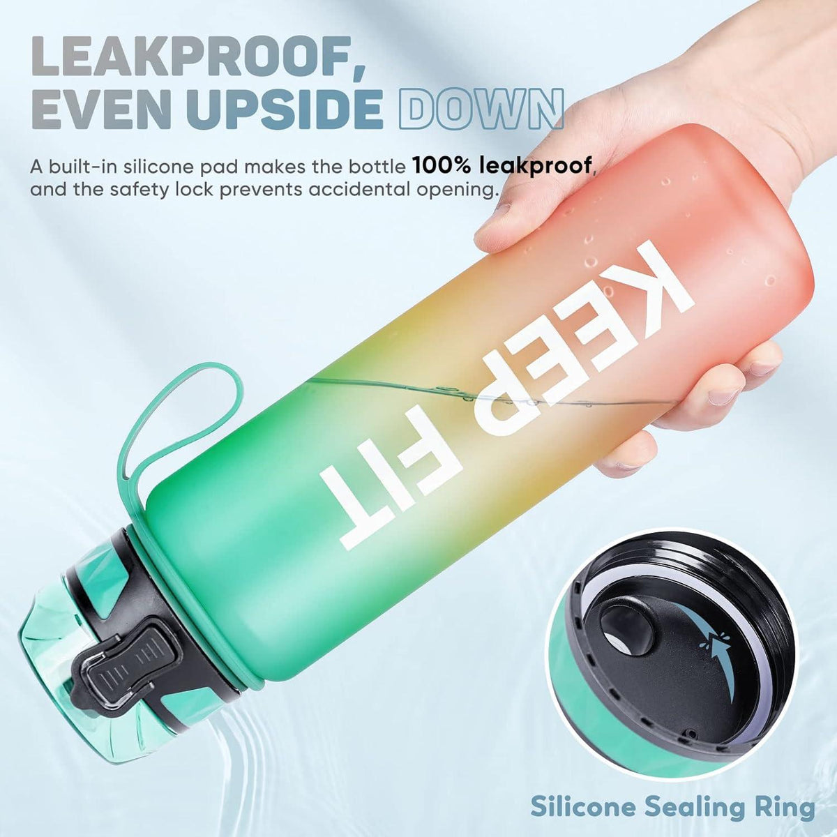 Trinkflasche 1L Sport Wasserflasche BPA Frei Gummi Grip für