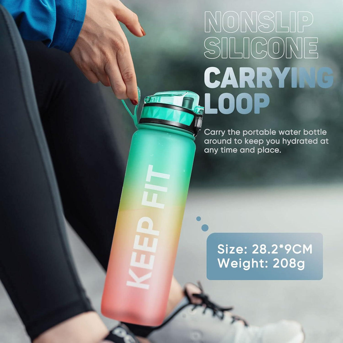 Trinkflasche 1L Sport Wasserflasche rutschfest Gummi für Fahrrad