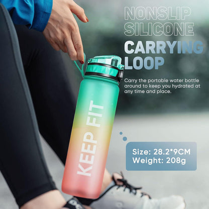 Trinkflasche 1L Sport Wasserflasche rutschfest Gummi für Fahrrad