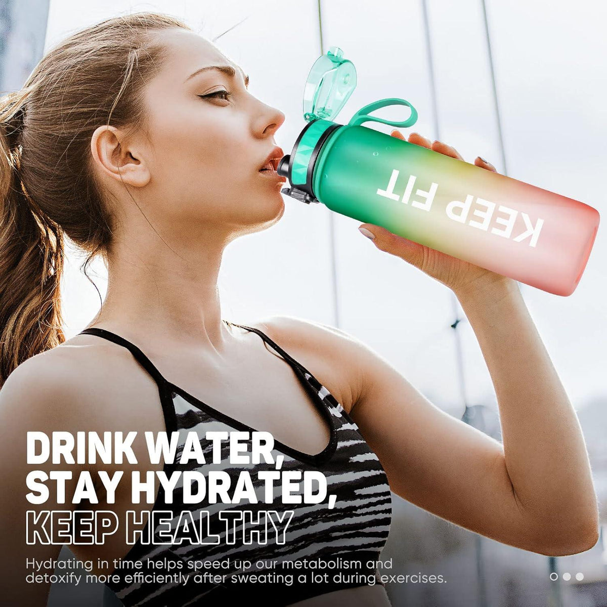 Trinkflasche BPA Frei 1L Sport Wasserflasche rutschfest Gummi Griff für Fahrrad