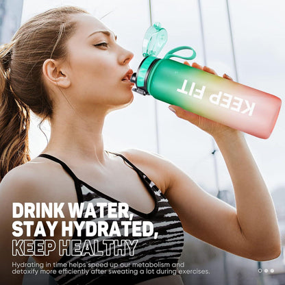 Trinkflasche BPA Frei 1L Sport Wasserflasche rutschfest Gummi Griff für Fahrrad