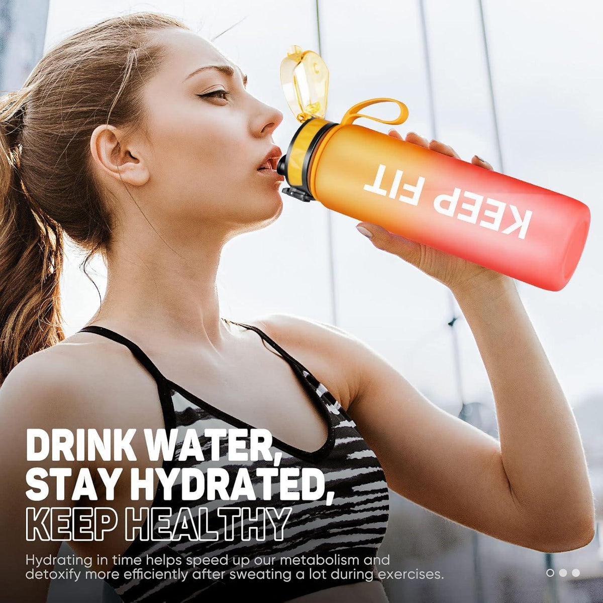 Trinkflasche 1L Sport Wasserflasche BPA frei rutschfest Orange Rot