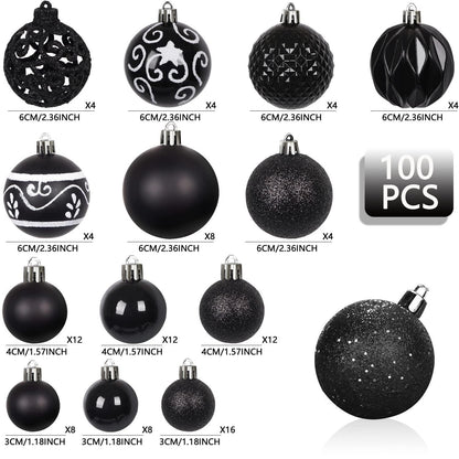 Weihnachtskugeln 100er Set bruchsicher schwarz