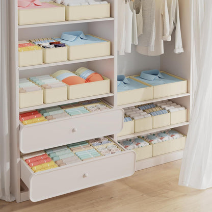 Schubladen Organizer Set 12tlg. Beige, faltbar, Stoff, Kleiderschrank Aufbewahrung