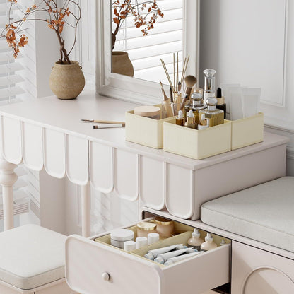 Schubladen Organizer Set 12tlg. Beige, faltbar, Stoff, Kleiderschrank Aufbewahrung