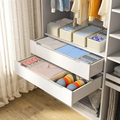 Schubladen Organizer Set 12tlg. Beige, faltbar, Stoff, Kleiderschrank Aufbewahrung