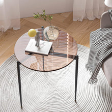 Modernes Runder Glas Couchtisch Gold 50x50x50cm