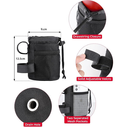 Fahrrad Flaschenhalter Schwarz 11cm Höhe mit Netztaschen für