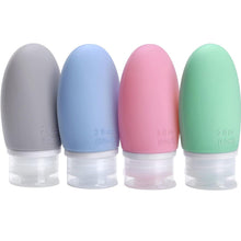4er Set Silikon Reiseflaschen 60ml Auslaufsicher Nachfüllbar Blau Grün Rosa Grau