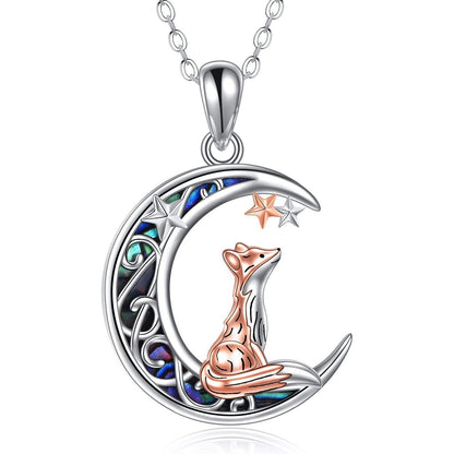 Fuchskette Sterling Silber mit Mond und Katze | Schmuck für Frauen