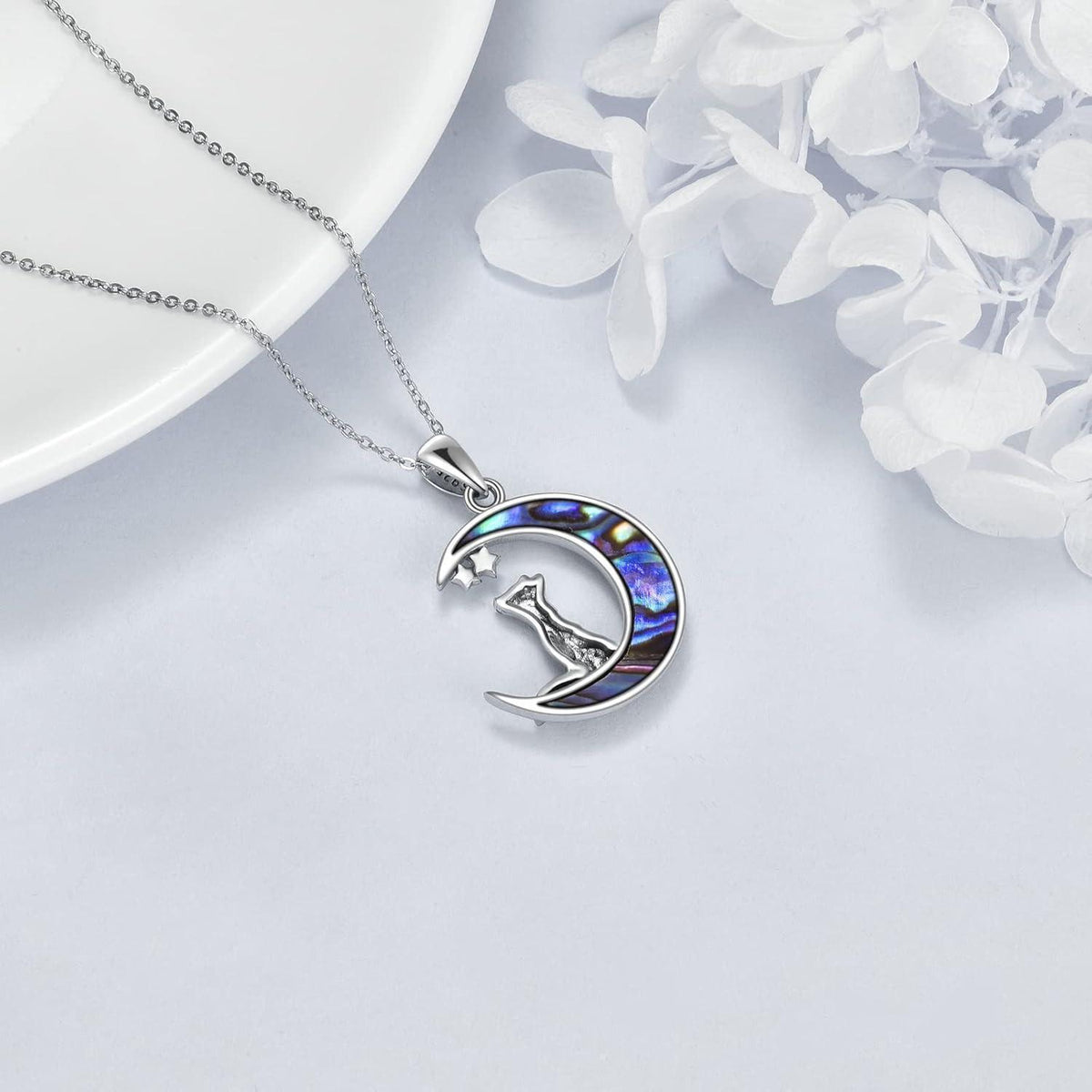 Fuchskette Sterling Silber mit Mond und Katze | Schmuck für Frauen