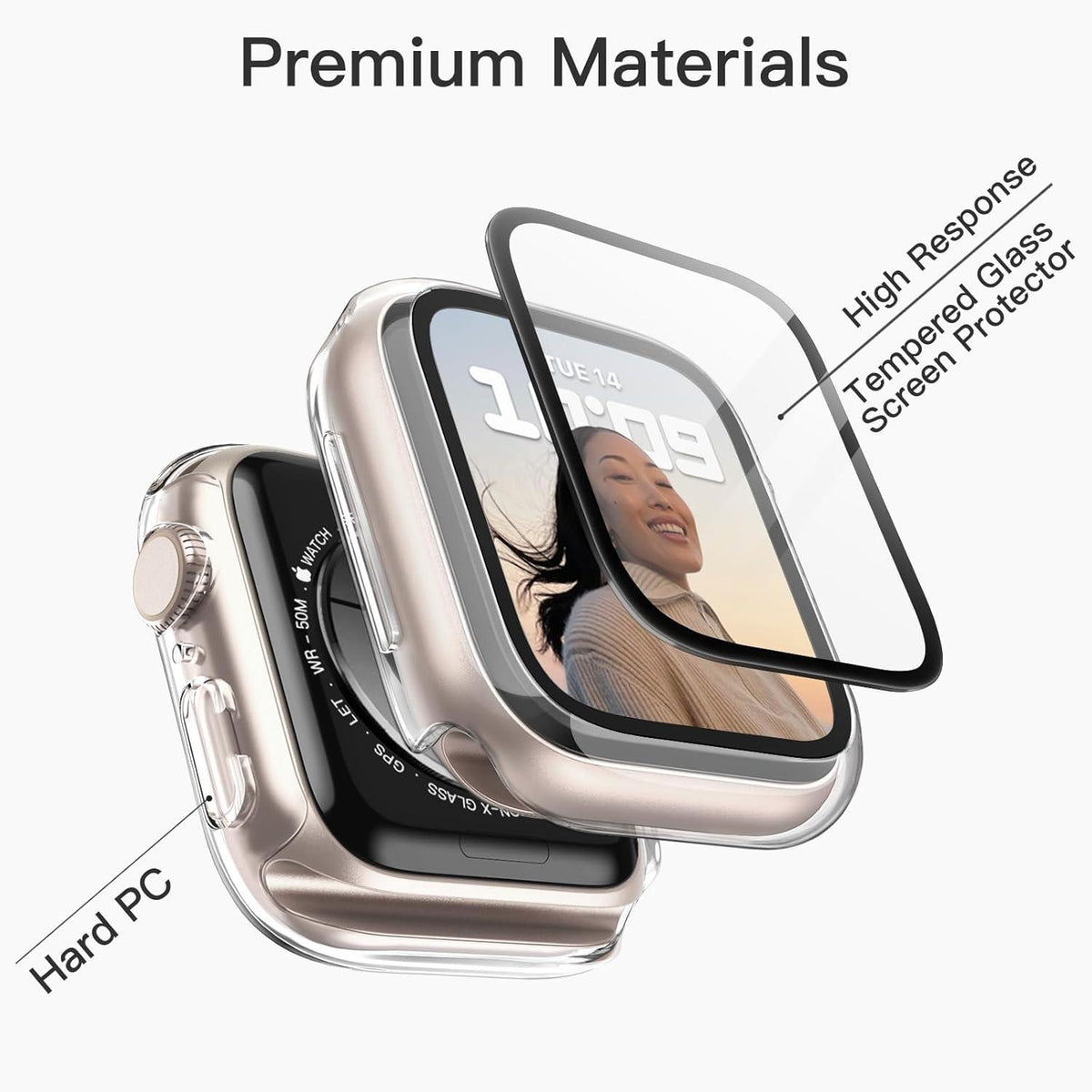 Schutzhülle Apple Watch Series 9 8 7 41mm Displayschutzglas