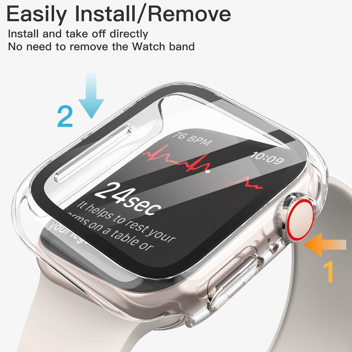 Schutzhülle Apple Watch Series 9 8 7 41mm Displayschutz Gehärtetes Glas 2 Stück