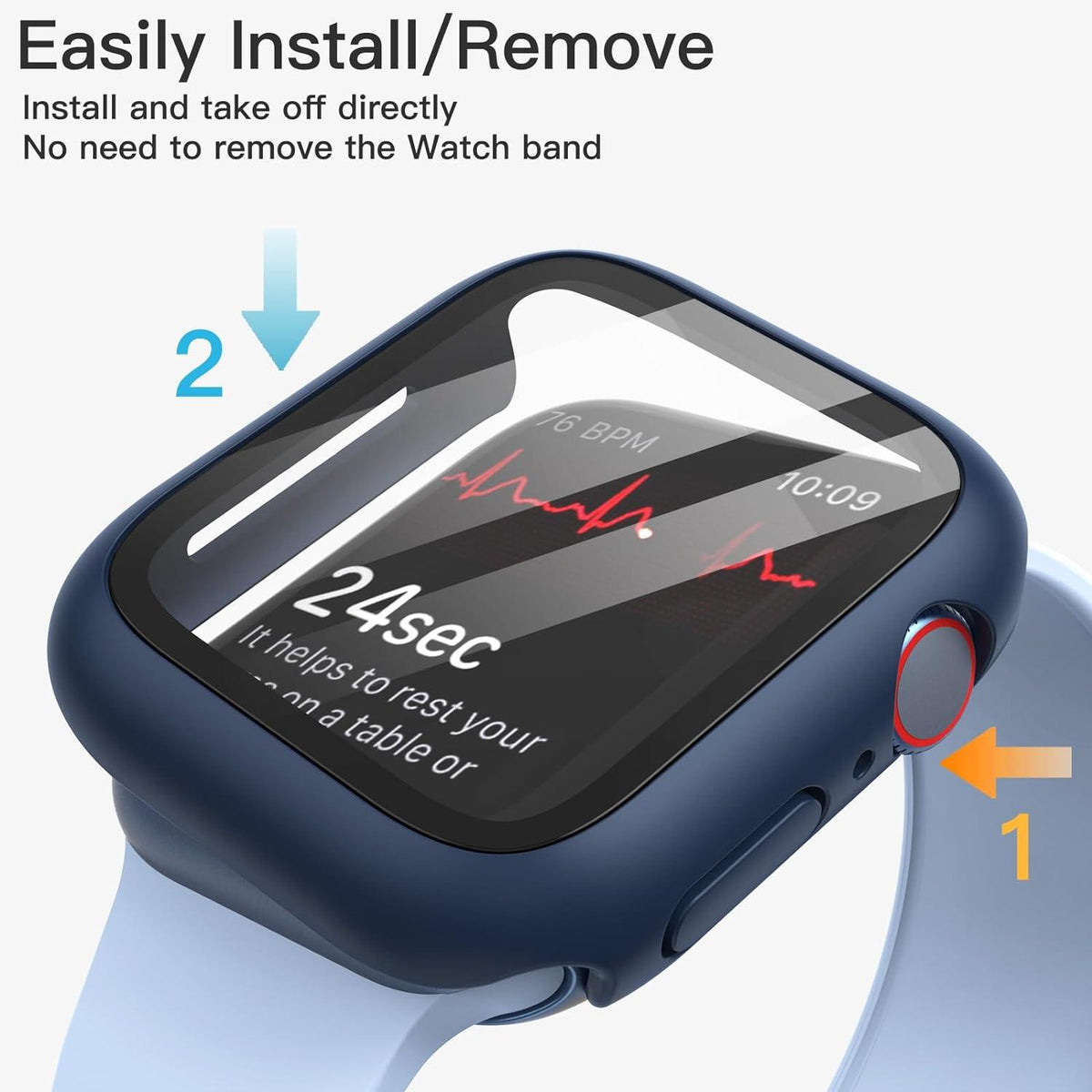 Apple Watch Series 9 8 7 45mm Hülle Displayschutz 2 Stück Blau