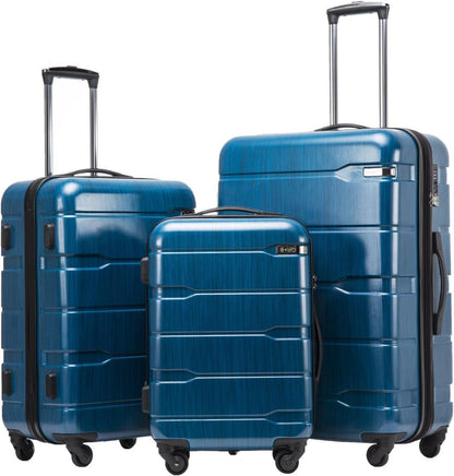Hartschalen-Koffer blau 3tlg Set mit TSA-Schloss & 4 Rollen