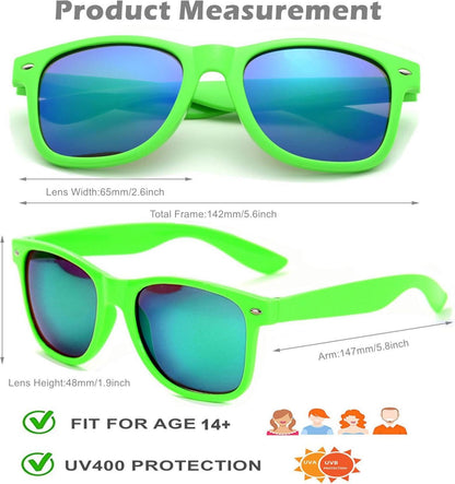 6er Neon Vintage Sonnenbrillen Set für Herren Damen Retro Party Brillen