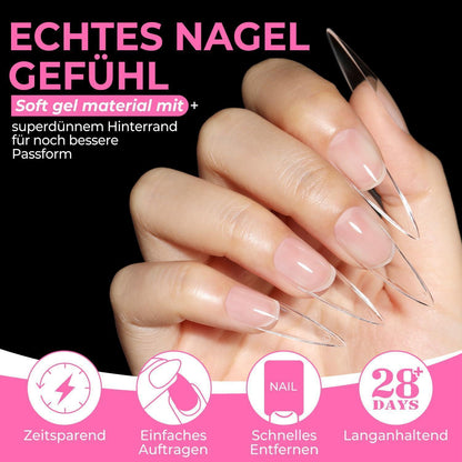 Stiletto Nagelspitzen 216 Stück – 12 Größen für DIY Nageldesign