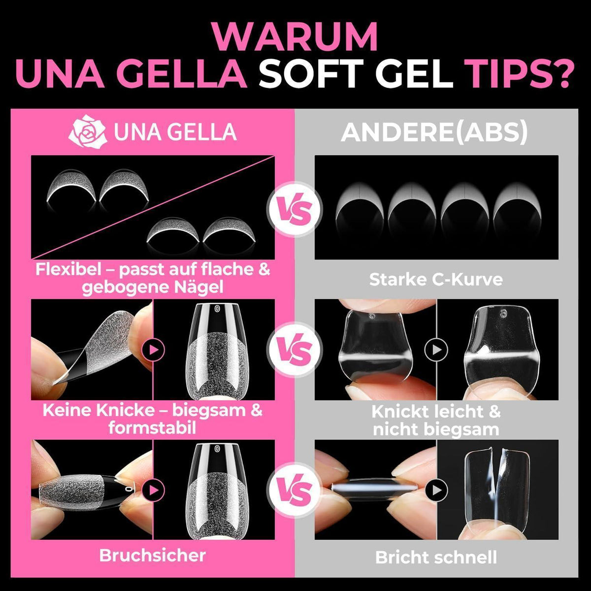 Kurze Ballerina Nagelspitzen 216 Stück – Vollabdeckung Gel Nägel