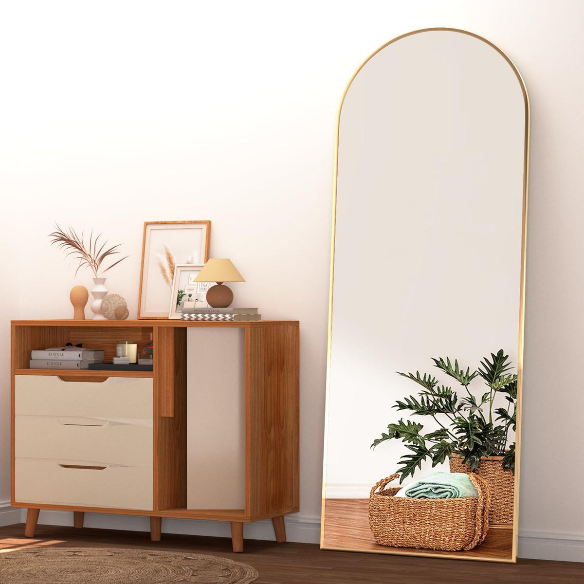 Großer Goldener Ganzkörperspiegel 165x60cm – Stand- & Wandspiegel