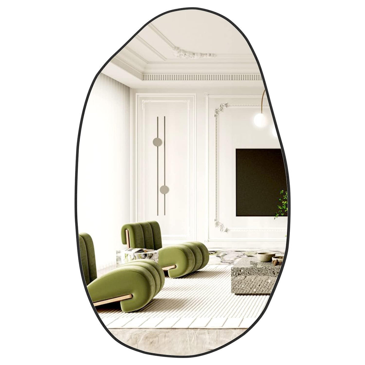 Asymmetrischer Wandspiegel Schwarz – 85x52 cm Modernes Design