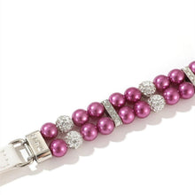 Hundehalsband Perle Violett, Verstellbar M 33cm