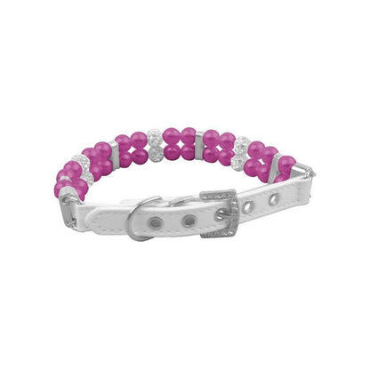 Hundehalsband Perle Violett, Verstellbar M 33cm