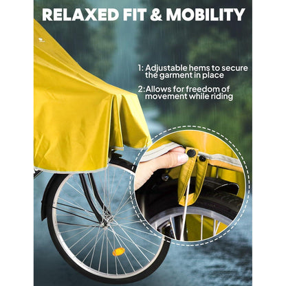 Wasserdichter Fahrrad-Regenponcho mit Kapuze, Gelb
