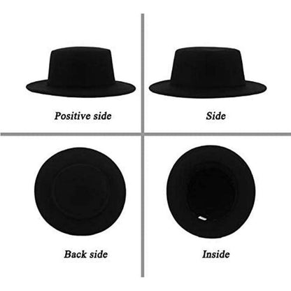 Wollmischung Fedora Hut, Breite Krempe, Schwarz