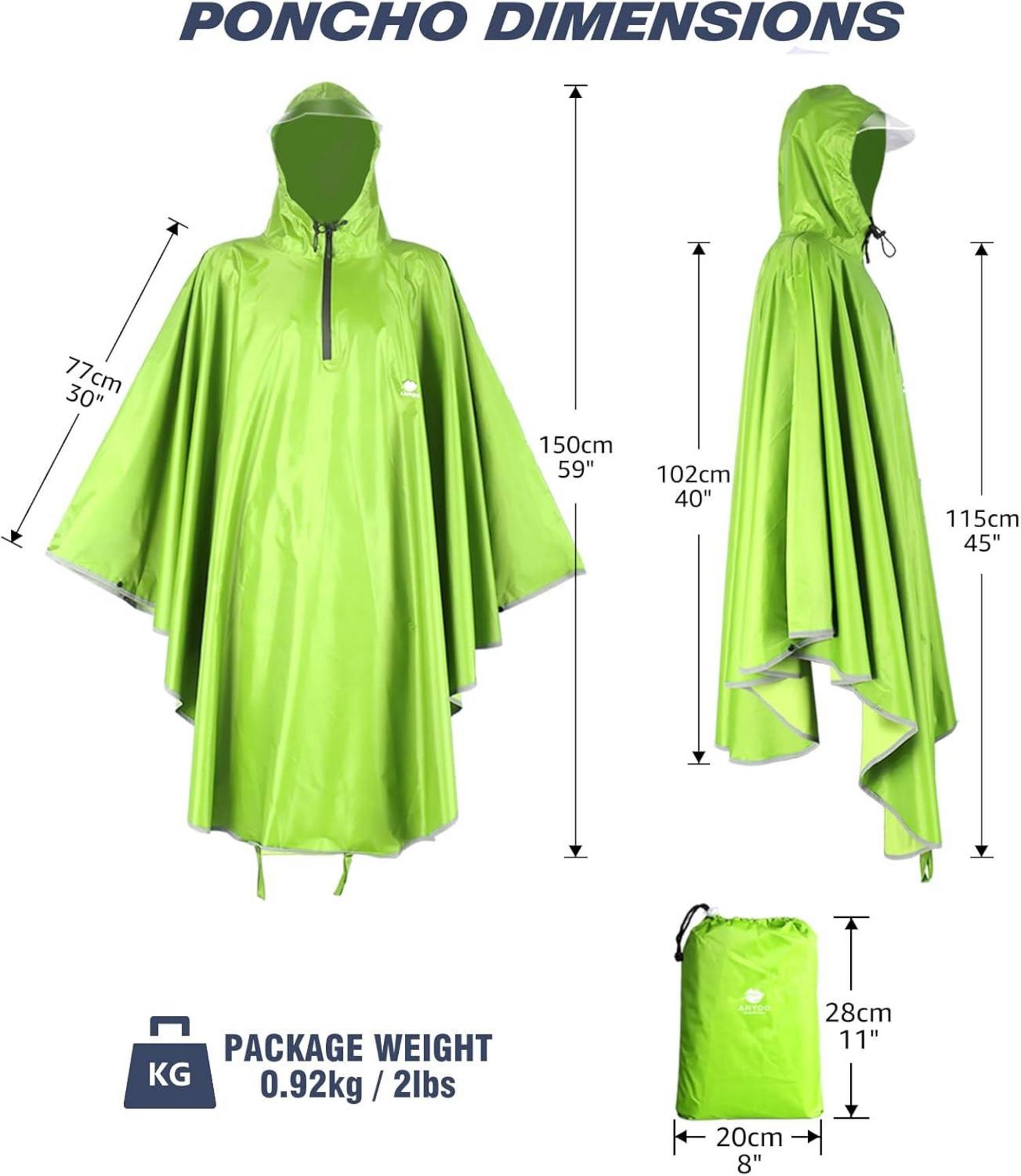 Wasserdichter Radfahren Regenponcho mit Kapuze und reflektierenden