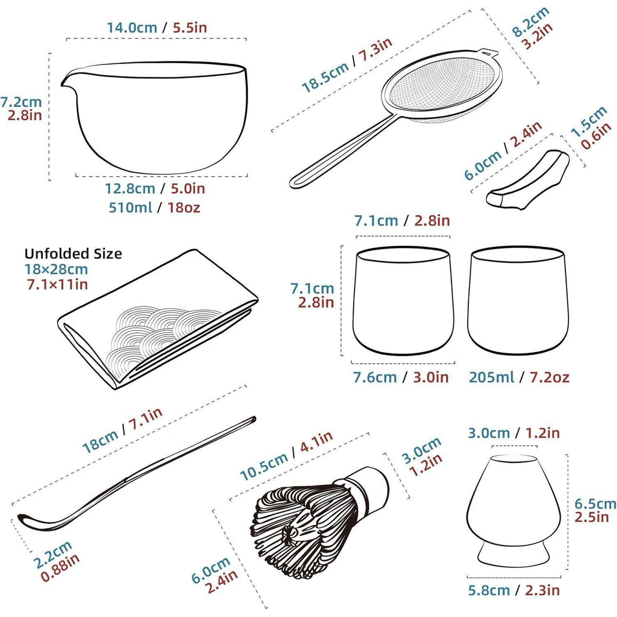 Japanisches Matcha Tee Set – 9tlg. mit Schale & Zubehör
