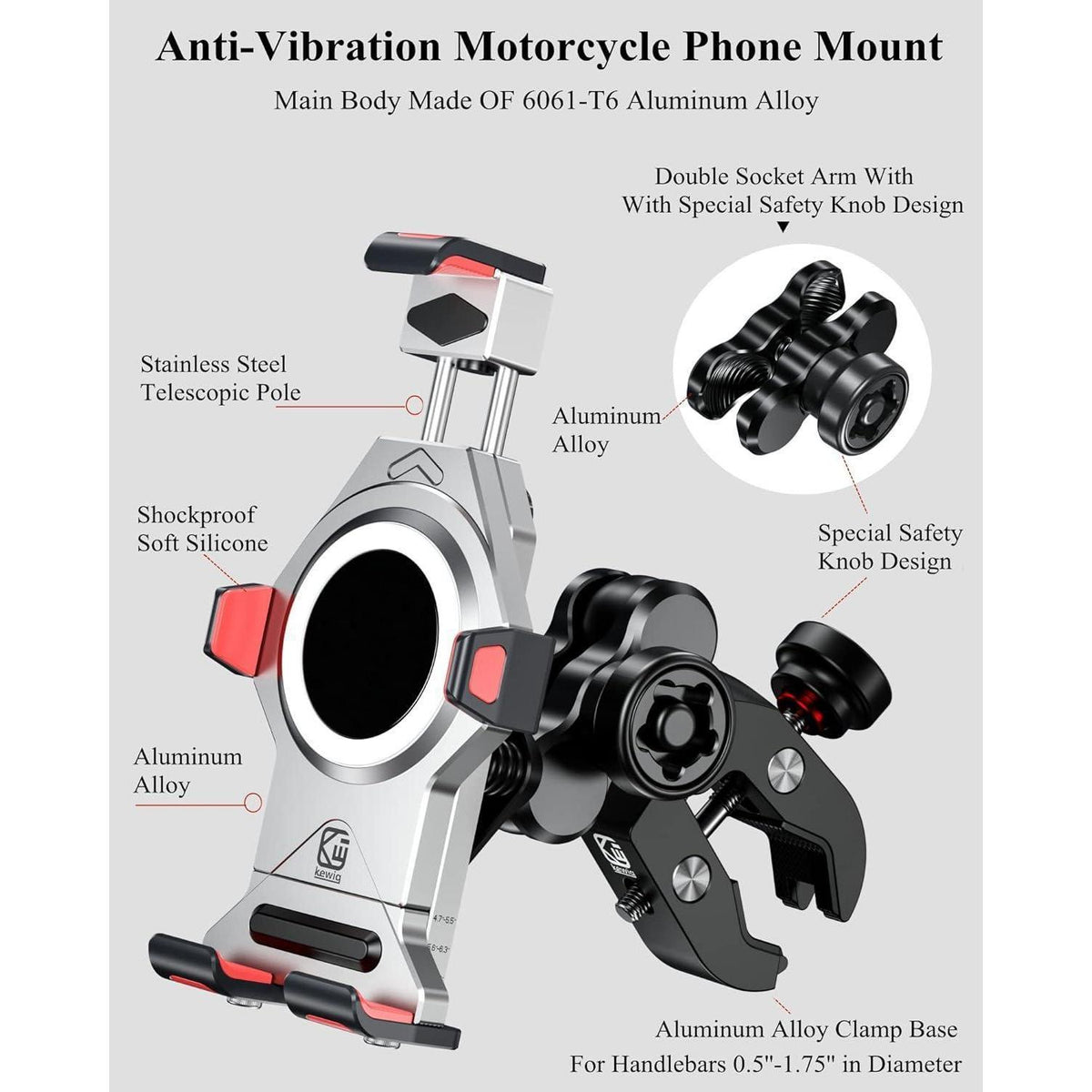 Motorrad Handyhalterung mit Vibrationsdämpfer & Diebstahlschutz