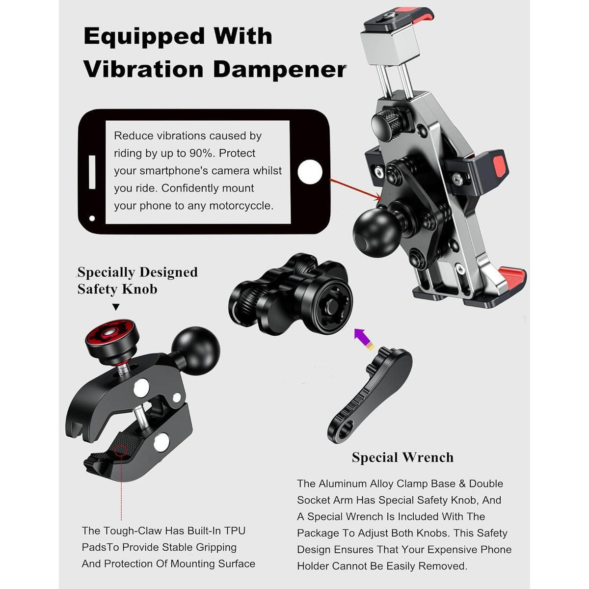 Motorrad Handyhalterung mit Vibrationsdämpfer & Diebstahlschutz